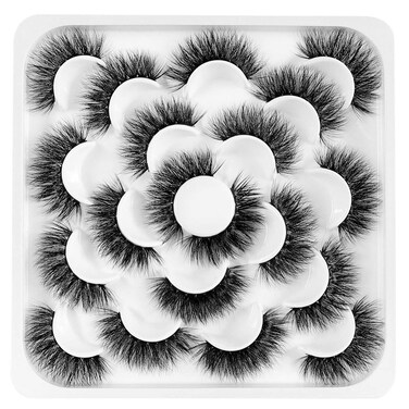 NewcallyLashes 3D Fake Eyelashes 18MM Dramatic Fluffy Faux Mink Eyelashes Pack 10 Pairs Thick Long Volume False Eye Lashes