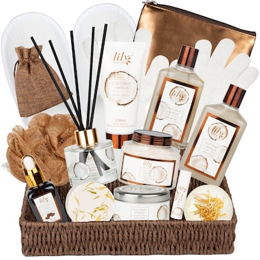 17 Pcs Bath and Body Gift Baskets for Women Perfume Spa Gift Basket Set for Women Father Mothers Day Men Spa Gift Set for Women Christmas Birthday Gifts Sets Self Skin Care Bath Set Spa Kit