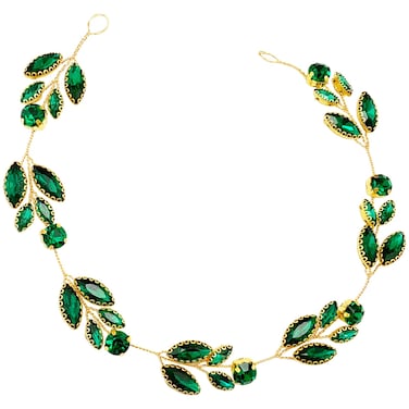 BETITETOBETITETO Green Bridal Hair Vine Wedding Rhinestone Crystal Headband Headpieces Accessories for Women and Girls