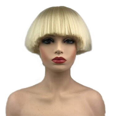 Aimole Short Yaki Straight Synthetic Wigs Blonde Mushroom Head Wig Bowl haircut Wigs Bob