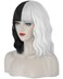 JuzivieeCruella Deville Wig Black and White Cruella Wig for Women Cruella Deville Costume Short Wavy Wig Natural Cute Wigs for Cruella Costume Party JZ001BW