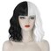 JuzivieeCruella Deville Wig Black and White Cruella Wig for Women Cruella Deville Costume Short Wavy Wig Natural Cute Wigs for Cruella Costume Party JZ001BW