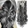 Clip in Hair Extensions 24 Inch 8PCS Natural Black Mix Silver Grey Long Wavy Synthetic Hair Extensions Clip ins Thick Double Weft Hair Clip Extensions for Women