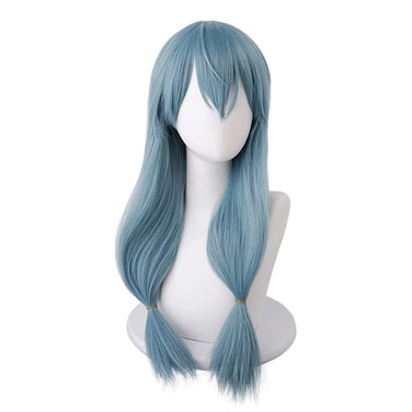 ShqncohAnime Mahito Wig Blue Medium Straight Party Hair Halloween Cosplay Props Accessory for adult