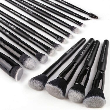 RaffaelloMakeup Brushes 15Pcs Makeup Brush Set Premium Synthetic Powder Foundation Contour Blush Concealer Eye Shadow Blending Liner Make Up Brush Kit