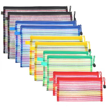 HESTYA 10 Pieces Mesh Bags with Zipper Mesh Cosmetics Bag Mesh Toiletry Bags Travel Small Mesh Bag Mesh Zipper Pouch Multipurpose Travel Mesh Bag for Offices Supplies Travel Accessories