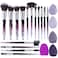 XMOSNZ Makeup Brushes 15pcs Make up Brushes Crystal Handle Highlighter Makeup Foundation Makeup Make Up Brush Sets Eyebrow Brush Professional with 4 Makeup Sponge