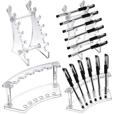 Teling 4 Pieces Pen Display Stand Acrylic pen Holder Clear Pen Stand Rack Organizer Nail Brush Holder Stand for Make Up Brush