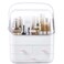 SUNFICON Preppy Skincare Organizers Makeup Organizer Holder Beauty Cosmetic Storage Box Large Display Case Dust Free Cover Portable Handle 2 Rroomy Drawers Gift Great For Bathroom Countertop White