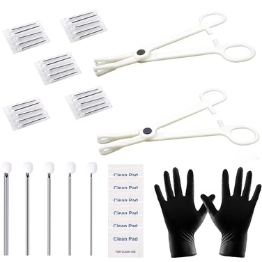 Piercing Kit 35PCS Professional Piercing Kit Includeds 25PCS Mixed 12G 14G 16G 18G 20G Ear Nose Piercing Needles 2PCS Piercing Clamps 6Pcs Clean Tools 2 Gloves for Ear Nose Piercing Kit