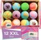 12 XXL Bubbly Organic Bath Bombs Gift Set for Women Men and Kids Designed in Canada Long Lasting Floaters Relaxing Aromatherapy Rich in Pure Essential Oils Healing Properties