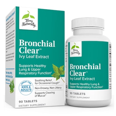 Terry Naturally Bronchial Clear  90 Tablets  Soothing Relief for Occasional Cough  NonDrowsy NonJittery Formula  NonGMO  90 Servings
