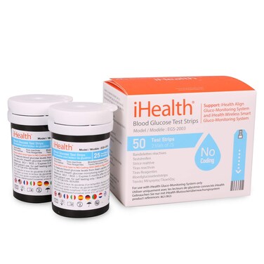 iHealthBlood Glucose Test Strips 50 Count No Coding Blood Sugar Test Eligible for FSA Reimbursement Precision Sugar Measurement for Diabetics Strips Work Only in iHealth Glucose Meters