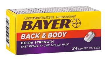 BayerBack  Body Aspirin 500mg Coated Tablets Pain Reliever with 325mg Caffeine 24 Count