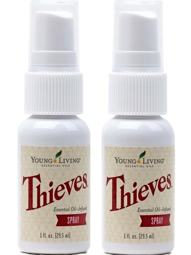 Thieves Spray  Natural Defense on The Go  2Pack of 1 fl oz Bottles by Young Living Essential Oils for Cleaning Fast and Convenient Cleaning for Home and On The Go