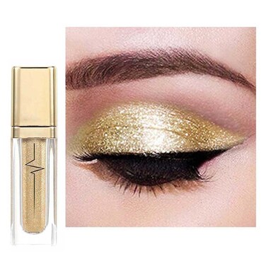 Kilshye Glitter Liquid Eyeshadow Shimmer Eye Shadow Metallic Eyeshadows High Pigment Eyes Shadow Long Lasting Waterproof Eyes Liquid Makeup for Women and Girls Pack of 1 E Gold 6