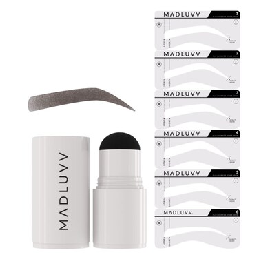 MADLUVV Eyebrow Stencil Kit Easy-to-Use Natural Look 6 Popular Shapes Used by Professionals Includes Stamp Stencils Spoolie and Travel Bag Dark Brown