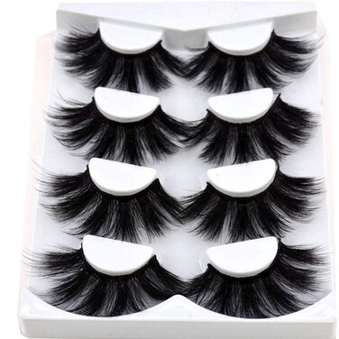 HBZGTLADNEW 4 Pairs 3D Mink Hair False Eyelashes Crisscross Wispy Cross Fluffy length 25mm Lashes Extension Handmade Eye Makeup Tools MDR5