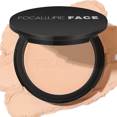 FOCALLURE Flawless Pressed Powder Control Shine  Smooth Complexion Pressed Setting Powder Foundation Makeup Portable Face Powder Compact LongLasting Matte Finish Natural