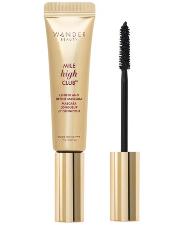 Wander BeautyMile High Club Length  Define Black Mascara  SmudgeProof Lash Lengthening Mascara for a Full Fanned Out Effect  Castor Oil  Peach Leaf Conditions  Strengthens  031 fl oz