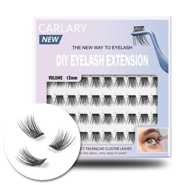 Lash Clusters DIY Eyelash Extension 40 Mini Glue Bonded Clusters Individual Lashes Wispy Fluffy Reusable Artificial Natural Look for Cluster Lashes C Curl Lashes Pack Volume12mm