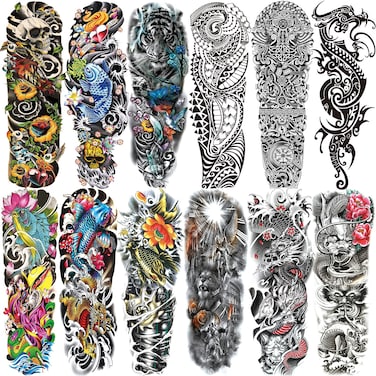 Aresvns Temporary Tattoo for Men and Women L19xW7 Halloween Full Arm Fake TattoosWaterproof Realistic Sleeve Tattoos Long lasting