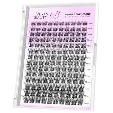 VEYESBEAUTYLash Clusters Individual Eyelash Extensions Thin  Invisible Band DIY False Eyelashes for Selfapplication Newbies FiveSecond Series Wispy Lash Tray LuxeBold 816mm Mixed Length