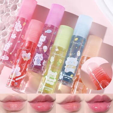 6pcs Roll On Lip Gloss Set Fruit Flavored Lip Gloss Set Glossy Lip Makeup for Kids and Teens Non Toxic Kid Friendly Party Gift Best Friends