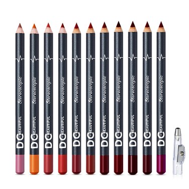 DCBEAUTIFUL12Pcs Lot Set 12 Colors Lip Liner Pencil Waterproof Nonmarking Matt Velvet Lipstick Pen Professional Long Lasting Lipliner Set with Sharpener
