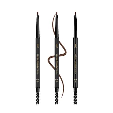 3 Pcs Waterproof Eyebrow Pencil Dark Brown Premium Eye Brow Pencil Brn with Spoolie Brush Longwearing for Perfect Brows Professional Precision Defines Universal Benefit Eyebrow Pencil OCHEAL