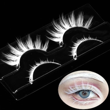 Halloween White False Lashes Extension Tools Japanese Anime Cosplay Natural Makeup Looking Masquerade Party Eye Lashes 01A