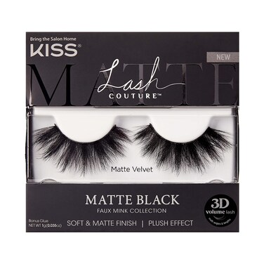 KISS Lash Couture Faux Mink 3D Matte False Eyelashes Matte Velvet 16 mm Includes 1 Pair Of Lash Contact Lens Friendly Easy to Apply Reusable Strip Lashes