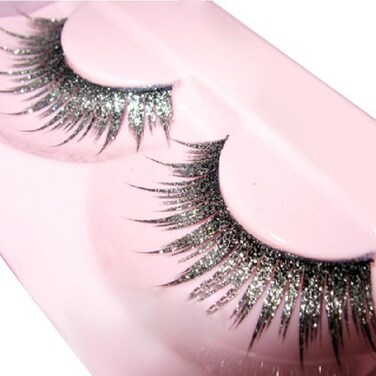 Shiny Long and Thick Exaggerated False Eyelashes Extension for Women Girls Cosplay Fancy Ball Halloween Silver