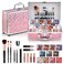 Color Nymph Starter Makeup Kit for Tweens Girls Train Case for Women Full Kit with Eye Shadow Lipstick Blush Brushes Lipgloss Mascara Brow Wax and Mirror Pink Full Starter Cosmetics Set