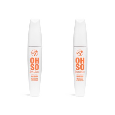 W7 Oh So Sensitive Hypoallergenic Mascara  Black Mascara For Sensitive Eyes With Vitamin E  Vegan  2 Pack