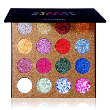 UCANBE Pro Glitter Eyeshadow Palette  Professional 16 Colors  Chunky  Fine Pressed Glitter Eye Shadow Powder Makeup Pallet Highly Pigmented Ultra Shimmer for Face Body