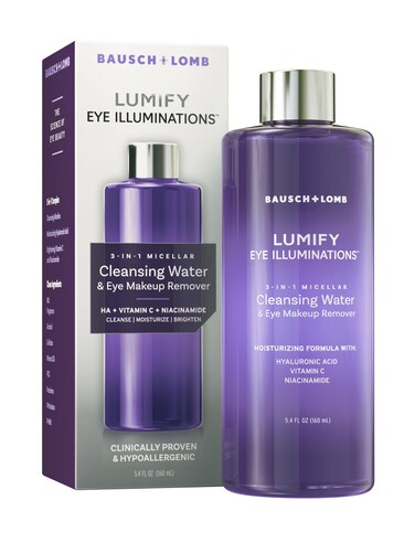 LUMIFYEye Illuminations Cleansing Water  Eye Makeup Remover 3in1 Micellar Water Contains Hyaluronic Acid Vitamin C  Niacinamide Clinically Proven  Hypoallergenic 160mL
