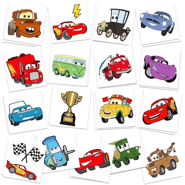 Cars Birthday Party Supplies 34Pcs Temporary Tattoos Party Favors Gifts Removable Fake Tattoo Stickers for Goody Bag Treat Bag Stuff for Cars Birthday Decorations