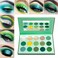 AfflanoGreen Eyeshadow Palette Green Glitter Eyeshadow Highly Pigmented Forest Emerald Green Christmas Makeup Palettes Yellow Lime Grass Grinch Green Makeup Eye Shadow Pallet 15 Color