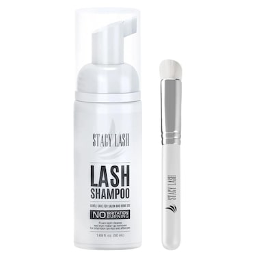 STACY LASH Eyelash Extension Shampoo  Brush  169 floz  50ml  Eyelid Foaming CleanserWash for Extensions  Natural LashesSafe Makeup RemoverSupplies for Professional  Home Use