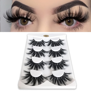 MIKIWI 25mm Lashes Dramatic 6D Faux Mink Lashes Fluffy Volume Eyelashes Thick Crossed Lashes Long Faux 25mm Mink Lashes 6D405