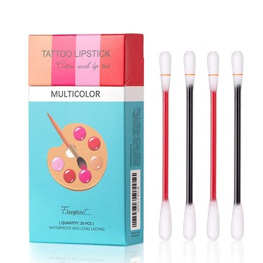 20Pcs Waterproof NonStick Lip Tint Cotton Swab Long Lasting Matte Lip Gloss Applicator