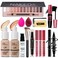 All in One Makeup Kit for Women Full Kit 12 Colors Eyeshadow Foundation  Primer Lipsticks Eyeliner Mascara Contour Stick Brow Soap Makeup Brush  Sponge Make Up Gift Set for Women Teens