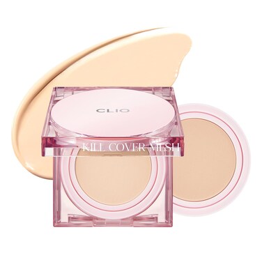 CLIO Kill Cover Mesh Glow Cushion Foundation Refill Included 15g2 21N LINEN Glass Skin LongLasting Lightweight Buildable Coverage Glowy Skin Makeup