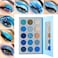 DELANCI Space Blue Eyeshadow Palette 15 Color Cosmetics Pressed Pigment Christmas Snowflake Eye Shadow Pallete Matte Shimmer Glitter Drama Makeup Eye Shadow Powder Long Lasting Blue Makeup Pallet