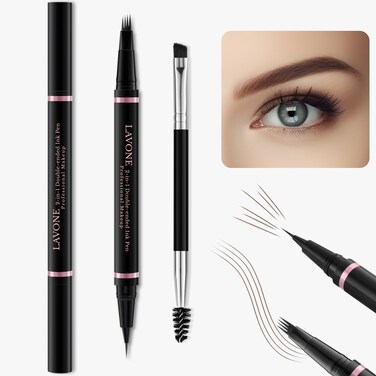 Eyebrow Pencil2in1 Waterproof Eyebrow Pen with 4 Tip Brow Pen and UltraPrecise Brow Pencilwith Dualended Eyebrow BrushEyebrow Makeup for Natural Looking EyebrowsDark Brown
