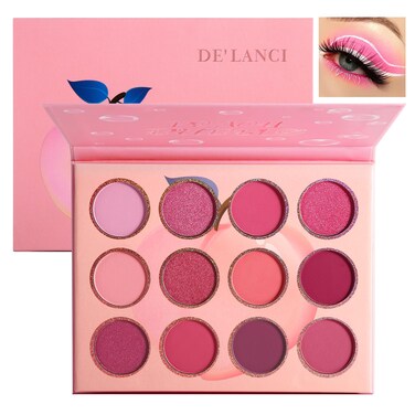 BEUSELFDELANCI Pink Eyeshadow Palette12 Colors Peach Matte  Shimmer High Pigmented Mini Makeup Eyeshadow PalletWarm Natural Blendable LongLasting Waterproof Small Pallets Eyeshadow