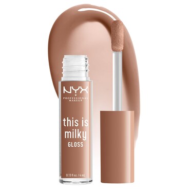 NYX PROFESSIONAL MAKEUP This Is Milky Gloss Vegan Lip Gloss 12 Hour Hydration  Cookies  Milk Cool Beige Nude