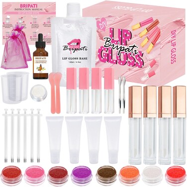 DIY Lip Gloss Making Kit 46PCS DIY Lip Gloss Kit to Make Your Own Lip Gloss Moisturizing Lip Glaze Handmade Set Beginner Lip Gloss Kit Lip Gloss Making Supplies Set for Women Girls