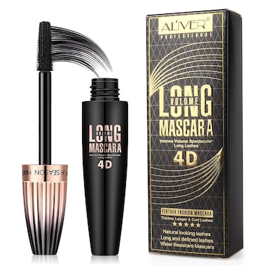 4D Silk Fiber Lash Mascara Waterproof Long Lasting Mascara Black Volume and Length Natural Exquisitely Full Lengthening Thickening Softer Fuller Lashes Amplify SmudgeProof Eyelash Mascara1 Pack